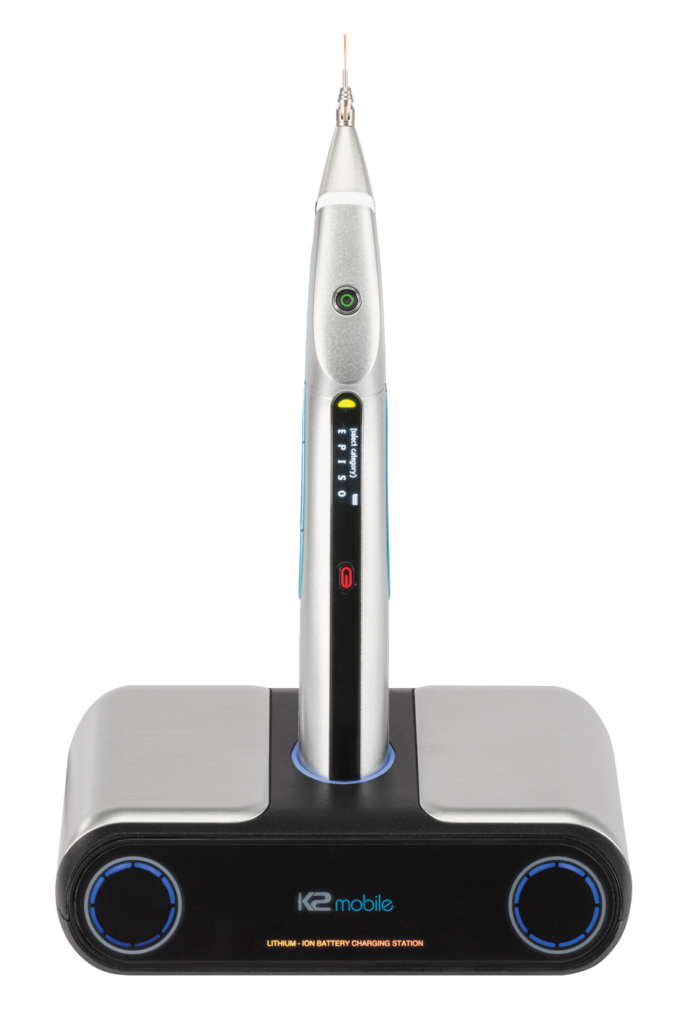 A close up of the front of an electric toothbrush