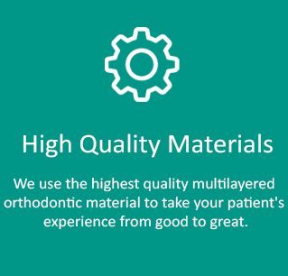 A green background with the words " high quality materials ".